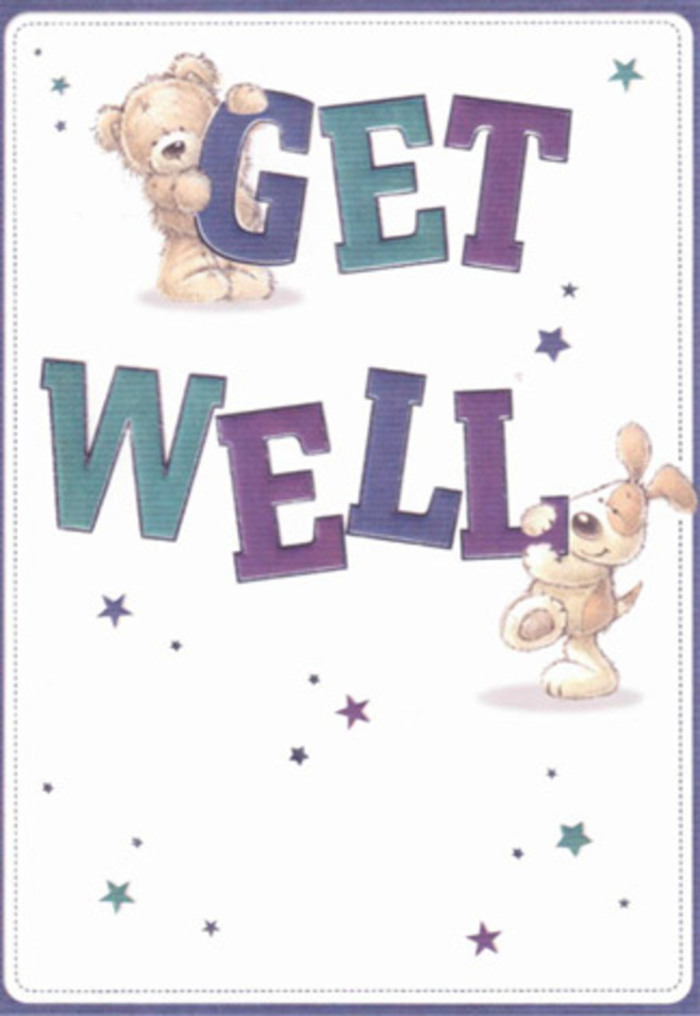 Bringing to mind the gentle mornings along Gipsy Hill, this delightful get well card portrays a heartwarming tableau-a soft, endearing bear and a cheerful puppy, both brought to life with expressive features and tactile fur that seem almost within reach. Above the clean white background, brilliant stars in shades of purple and blue dance around them, their joyful energy as contagious as the laughter that echoes from the gardens near Salter's Hill. The card's large, confident letters-rendered in cool, calming indigos and teals-provide a solid foundation, much like the reliable support of the local community in Gipsy Hill. With every detail carefully illustrated, the bear and puppy work together to present their wishes, embodying encouragement and tender hope. The composition exudes lightness, clarity, and genuine sincerity, reminiscent of the care with which local florists arrange bouquets specifically for neighbours in need of a little cheer. Each brushstroke, like every stem in a thoughtfully gathered bouquet, is placed with intention, creating an uplifting gesture that brings a sense of comfort and renewal, perfect for anyone recovering or needing reassurance.
